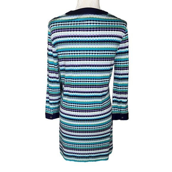 Tory Burch Silk Knit Blue Striped Tunic Mini Column Dress - M - Picture 6 of 11